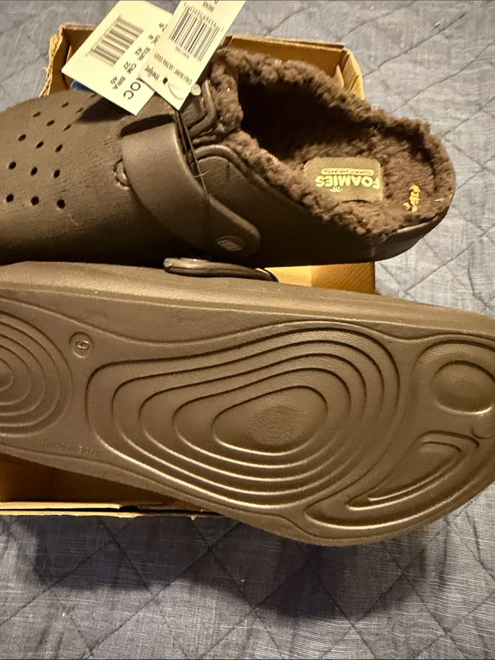 Skechers Kids Brown Faux-Fur Lined Clog Slippers with Buckle